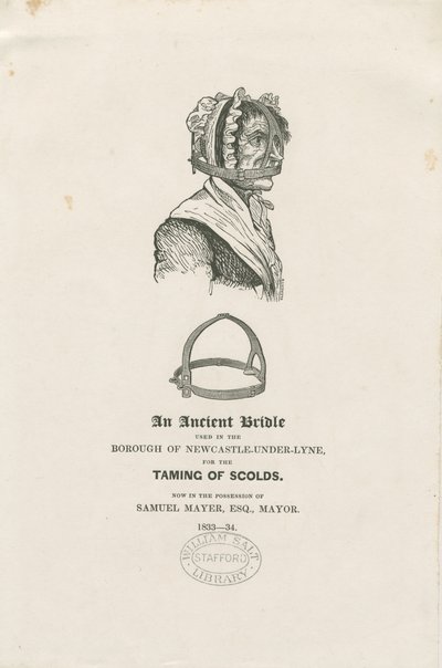 Newcastle-under-Lyme - freio de A Scold: gravura em xilogravura, nd [c 1833-4] de Unbekannt