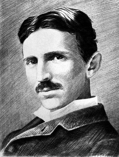 Nikola Tesla , engenheiro sérvio nascido na Croácia, físico e inventor, c 1885 de Unbekannter Künstler