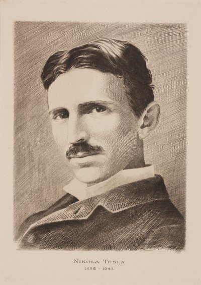 Nikola Tesla, engenheiro sérvio croata, físico e inventor, c 1885 de Unbekannt