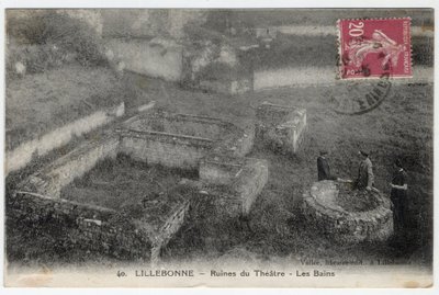 Normandia, Seine Maritime (76), Lillebonne: vista das ruínas do teatro e dos banhos romanos - Cartão postal no final do século XIX - início do século XX de William M. Timlin