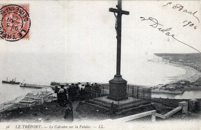 Normandia, Seine Maritime (76), Treport: o Calvário na falésia - Cartão Postal datado de 1904 de Unbekannt