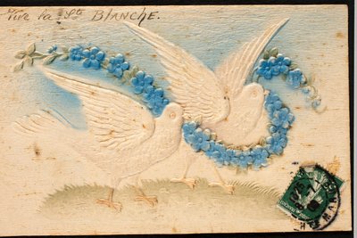 Cartão postal de tecido antigo/Dove de Unbekannt