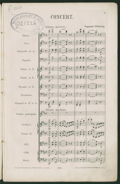 Concerto de Violino Paganini Nº 1, op 6 de Unbekannter Künstler
