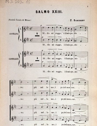 Página da partitura do Salmo 23, op 132, D 706 de Franz Schubert de Unbekannter Künstler