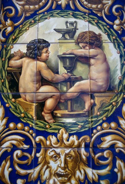 Loja de cerâmica artesanal pintada, distrito de Triana, Sevilha, Espanha de William M. Timlin