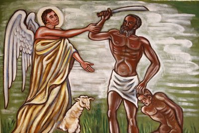 Pintura. O sacrifício de Abraão, Aneho, Togo de Unbekannt