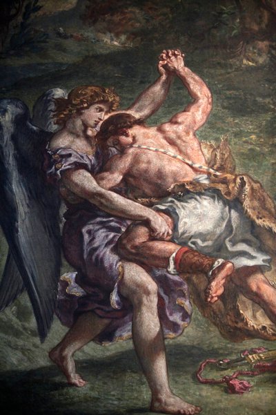 Pintura de Eugene Delacroix na basílica de Saint Sulpice, Paris : Jacob lutando com o anjo, Paris, França de Unbekannt