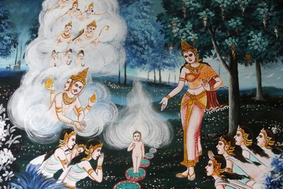 Pintura em Wat Dab Phai, Chiang Mai. Tailândia. Buda Bebê de Unbekannt
