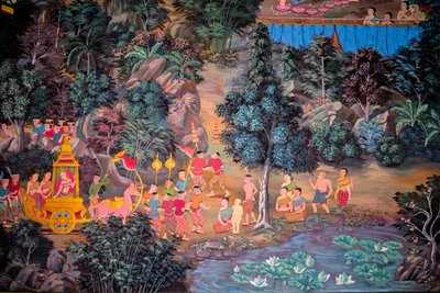 Pinturas de cenas de aldeia com Buda na Tailândia, Wat bang riang, Thub Pat/ Pinturas, Wat bang riang, Thub Pat, Phang Nga, Tailândia, Ásia (foto) de Unbekannter Künstler