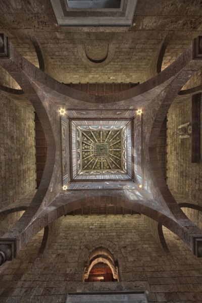 Palermo, O Palácio Real ou Palazzo dei Normanni (Palácio dos Normandos), Torre Joharia, Sala dos Ventos: cúspide de madeira com a Rosa dos Ventos (Rosa da Bússola) no seu centro, vista Zenital de Unbekannter Künstler
