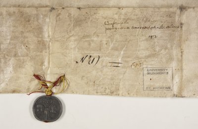 Bula Papal confirmando a carta do Bispo Henry Wardlaw, verso de Unbekannt