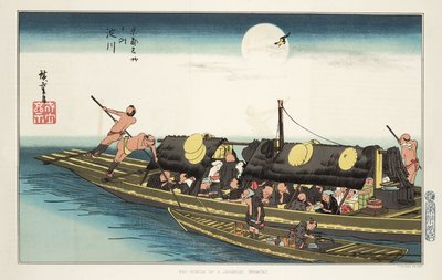 "Passageiros e tripulação a bordo de um pequeno barco, c 1853-1856 de Unbekannt