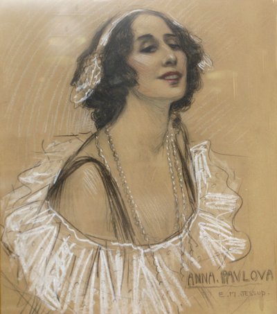 Desenho em pastel da bailarina russa Anna Pavlova no Centro Cultural Judeu de Londres, Londres, Reino Unido. de Unbekannt