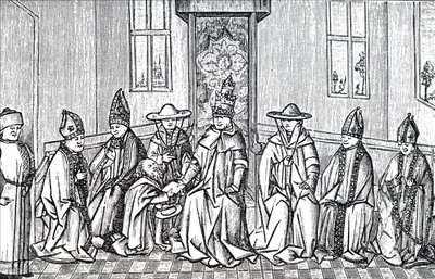 Pedro o Eremita, Papa Urbano II e Simeão Patriarca de Jerusalém. de Unbekannt