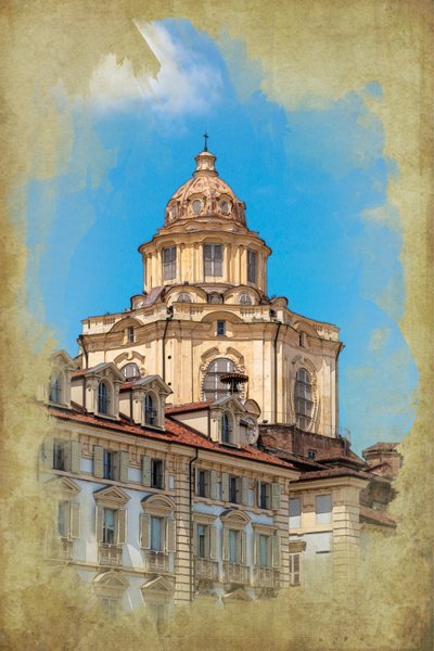 Piazza Castello: igreja de São Lourenço, Turim, Piemonte, Itália (foto manipulada) de Unbekannt