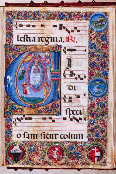 Biblioteca Piccolomini: Livro Coro, cód. 15.Q., ss. 64r com “Assunção da Virgem”, de Guidoccio Cozzarelli e Bernardino Cignoni. de Unbekannter Künstler