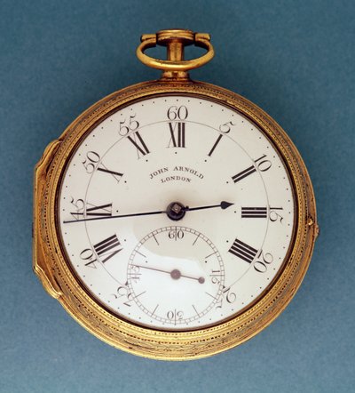 Relógio de bolso, com caixa em prata dourada e mostrador em esmalte branco, em inglês, de John Arnold de Unbekannt
