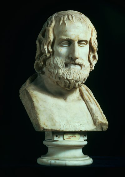 Retrato de Eurípedes (c.480-406 a.C.), cópia do original grego do final do século IV a.C. (mármore) de Unbekannt