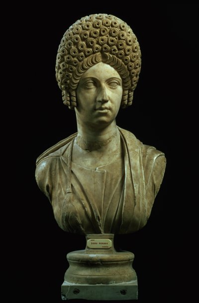 Retrato de uma senhora, romana, dinastia flamenga, c.69-96 d.C. (mármore) de Unbekannt