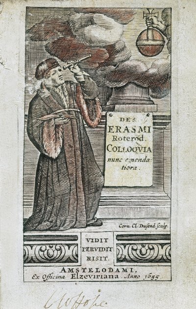 Retrato de Erasmo incluído na primeira página de "Colloquia de Unbekannter Künstler