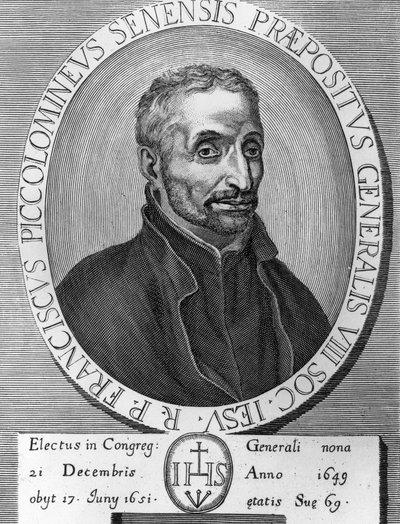 Retrato de Francesco Piccolomini (1582-1651), jesuíta italiano, foi Superior Geral da Companhia de Jesus de 1649 a 1651, gravando de William M. Timlin