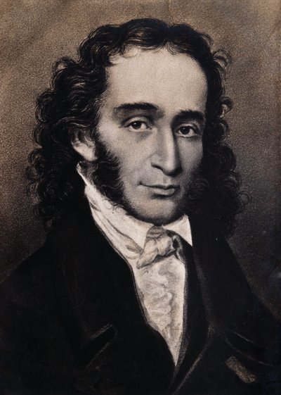 Retrato de Niccolo Paganini (gravura) de Unbekannter Künstler