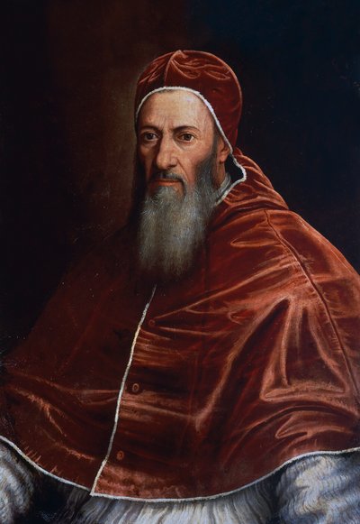 Retrato do Papa Júlio III (1487-1555), pintura atribuída a Scipione Pulzone (1544-1598) de William M. Timlin