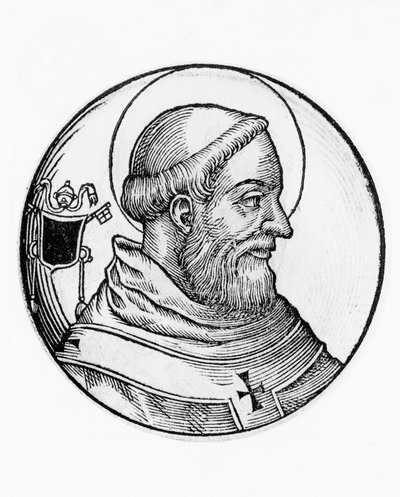 Retrato de São Leão II (falecido em 683), 80º Papa da Igreja Católica de 682, gravura de William M. Timlin