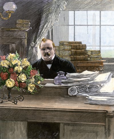 Retrato de Stephen Grover Cleveland (1837-1908), Presidente dos Estados Unidos de Unbekannter Künstler