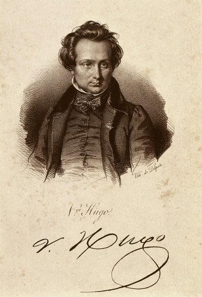 Retrato de Victor Hugo (litografia) de Unbekannter Künstler