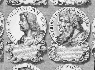 Retratos de Liuva I, Liuvigild e Hermenegild (litho) de Unbekannt
