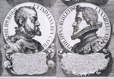 Retratos de Filipe II e Filipe III de Espanha (litho) de Unbekannt