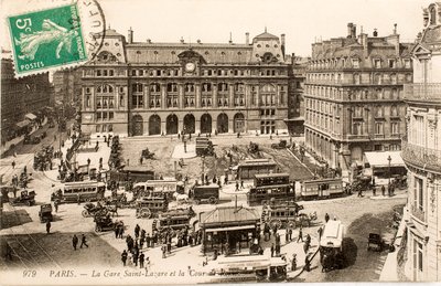 Cartão Postal/Gare Saint Lazare/Paris/Seine/Ile de France/France de William M. Timlin