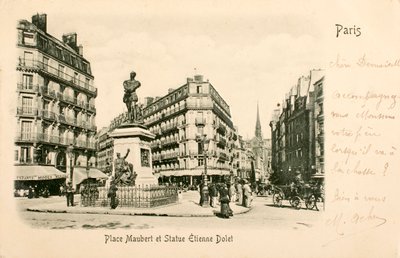 Postal/Place Maubert/Statue Etienne Dolet/Paris/Seine/Ile de France/France de William M. Timlin