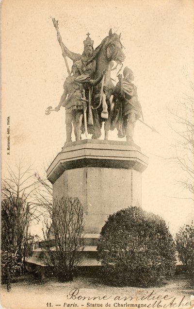 Cartão Postal/Statue de Charlemagne/Paris/Seine/Ile de France/France de William M. Timlin