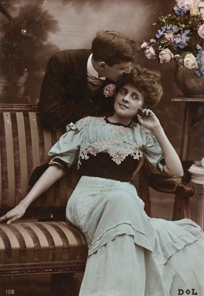 Postal, retrato de um casal, "Album para Tarjetas postales" de Unbekannter Künstler