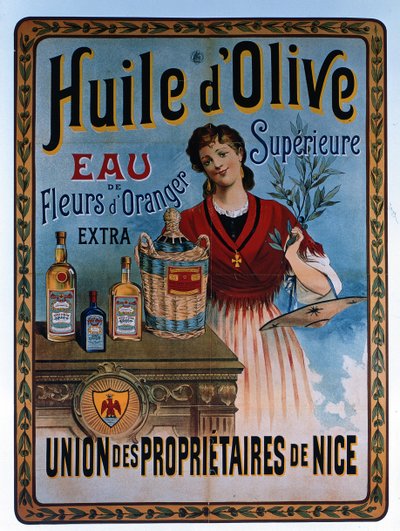 Cartaz publicitário do azeite produzido em Nice, França de Unbekannter Künstler