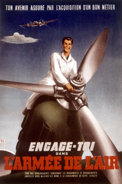 Cartaz para a Força Aérea Francesa para encorajar os jovens a entrar para o exército, c. 1960 de Unbekannt