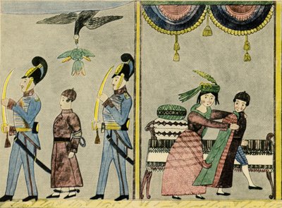 A esposa de Potiphar tenta seduzir José no Egipto - Bíblia de Unbekannter Künstler