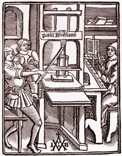 Prensa tipográfica 1511 (gravura) de Unbekannter Künstler