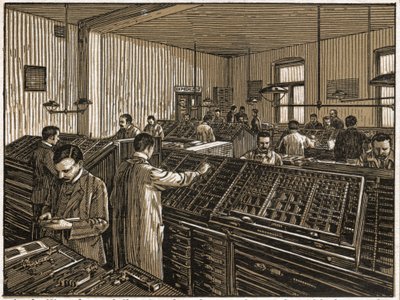 Loja de impressão em Budapeste. (gravura, ca. 1910) de Unbekannter Künstler