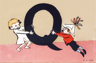 Q é para discussão - Alfabeto infantil. C. M. Editeur, Paris. Cartões postais pintados à mão, franqueados em 1904. Tamanho : 14 x 9 cm de Unbekannt