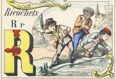 R : ricochetes - Jogos Alfabeto, c.1890 (ilustração) de Unbekannt