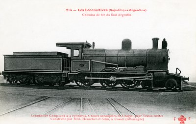 Carruagem ferroviária dos caminhos-de-ferro da Argentina do Sul de Unbekannter Künstler