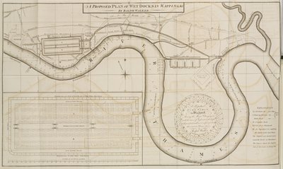 O plano proposto por Ralph Walker de Wet Docks em Wapping, Londres de Unbekannt