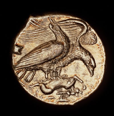 Moeda grega antiga rara, dracma de prata, Agrigentum, águia com lebre c 410 a.C. (foto) de Unbekannter Künstler