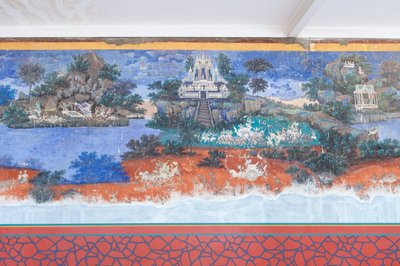 Afrescos Reamker adornando as paredes do complexo do palácio real em Phnom Penh, Camboja (foto) de Unbekannter Künstler