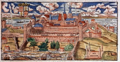Buda (Hungria) reforçada, c. 1550 (gravura) de Unbekannter Künstler
