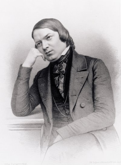 Robert Alexander Schumann (1810-56), compositor alemão, gravado por Isaac Wilhelm Tegner (1815-93) e Johann Adolf Kittendorff (1820-1902), depois de um daguerreótipo (litho) de Unbekannt