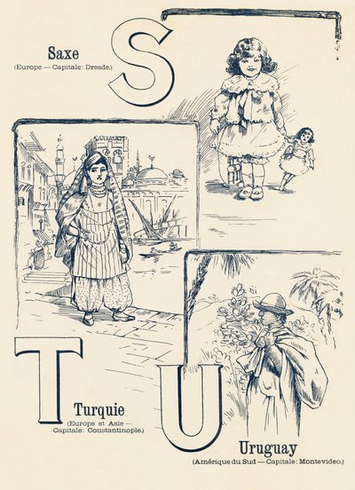 S T U : Saxônia , Turquia , Uruguai - ABC dos dois mundos. Emile Guerin, editor, Paris, por volta de 1900. Dimensões : 27,5 x 21,5 cm de Unbekannt
